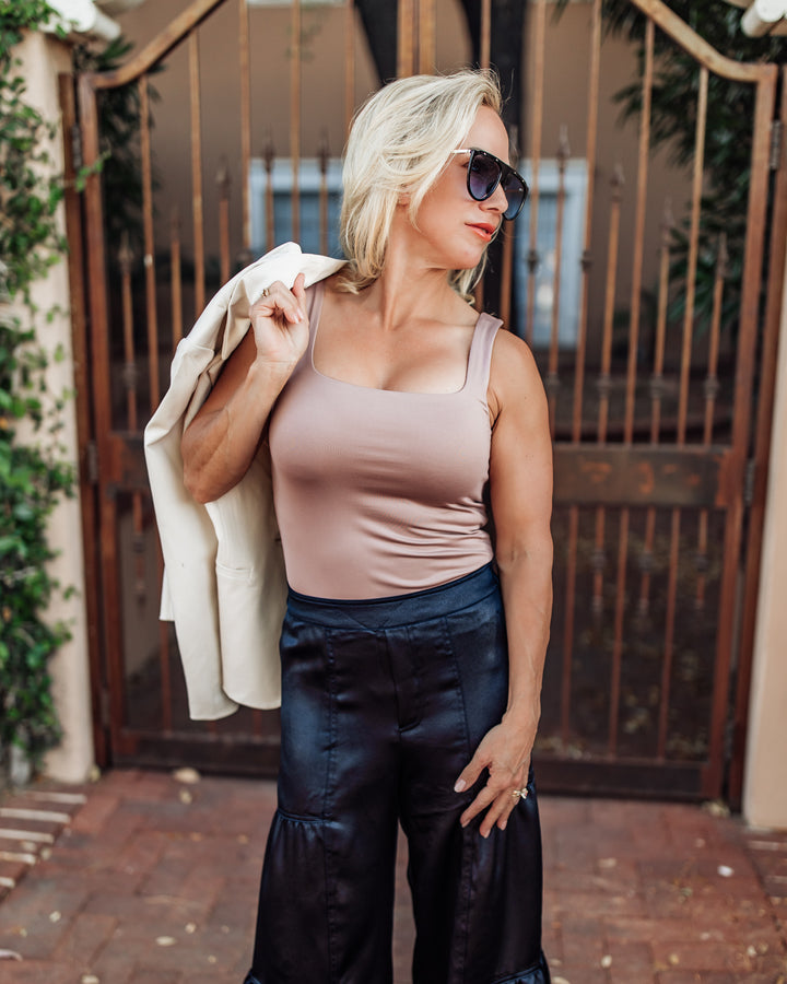 The Valentina Tiered Satin Wide-Leg Pants