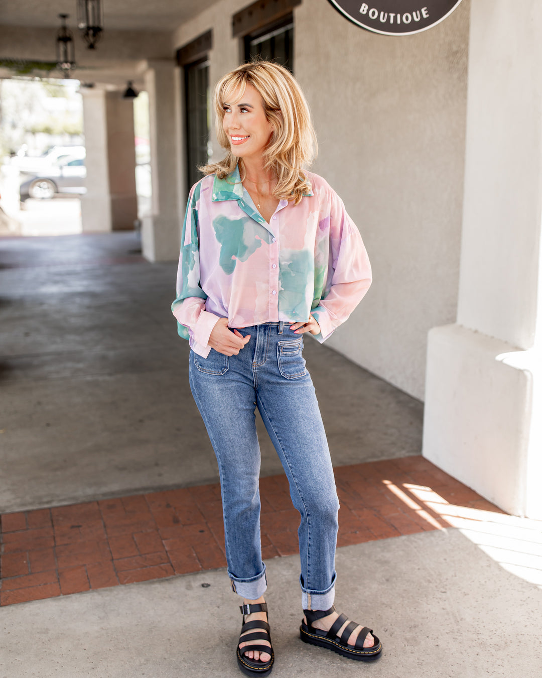 The Maribelle Sheer Watercolor Blouse