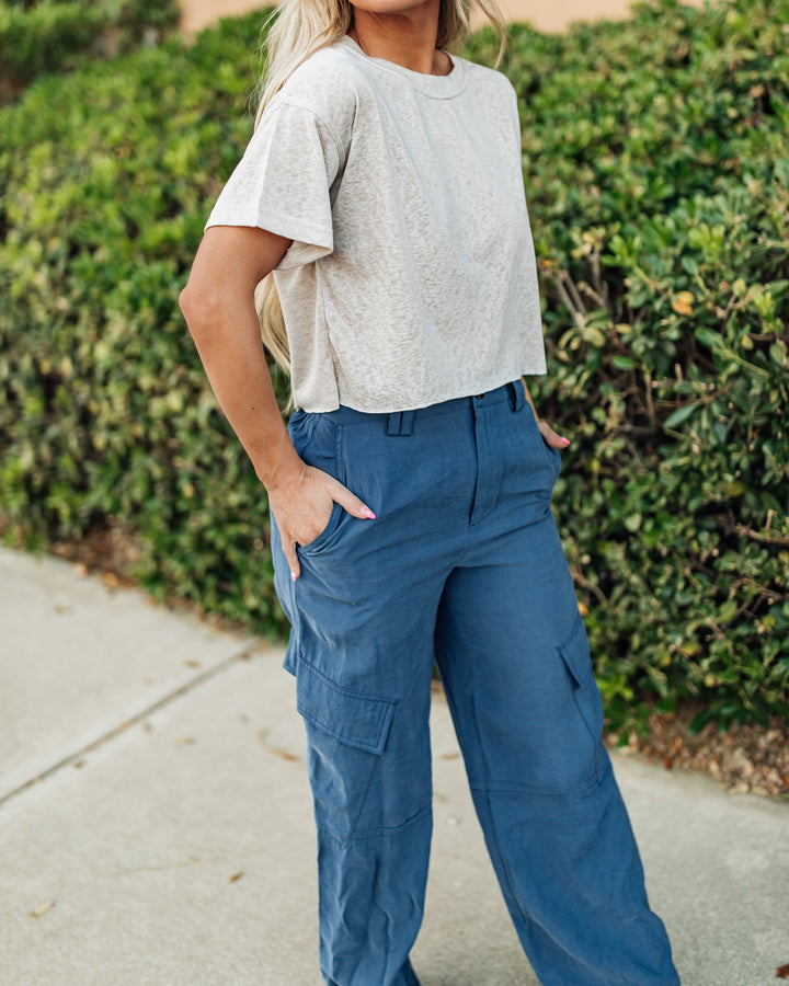 The Liv Daily Burn Out Crop Tee - Taupe