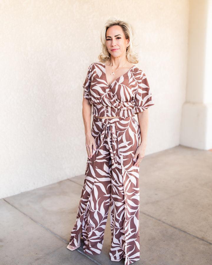 The Desiree Wrap Crop Top - Taupe