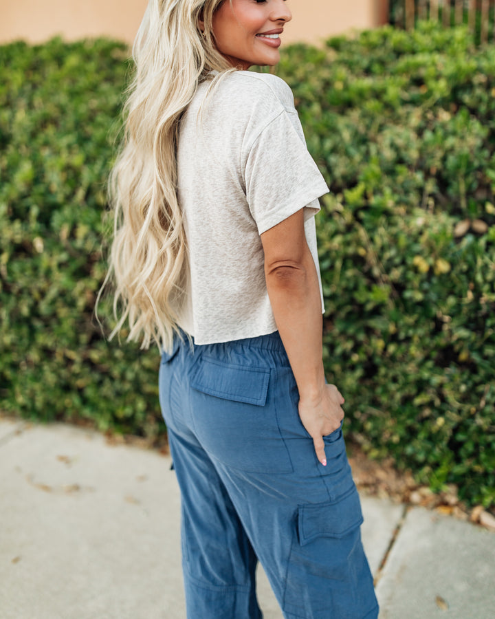 The Liv Daily Burn Out Crop Tee - Taupe