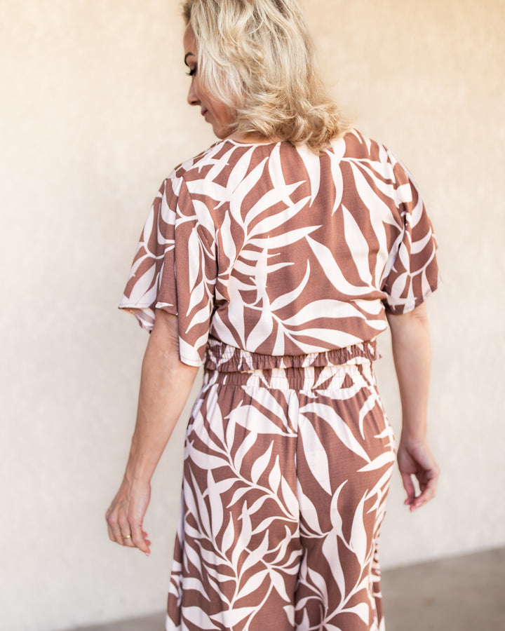 The Desiree Wrap Crop Top - Taupe