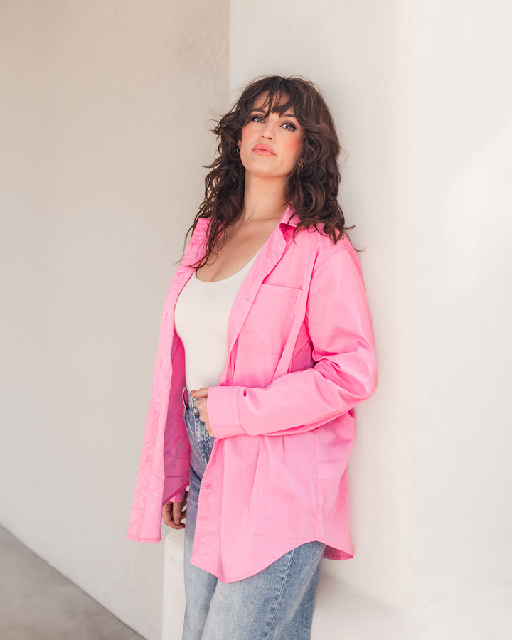 The Classic Oversized Button-Down Shirt -  Carnation