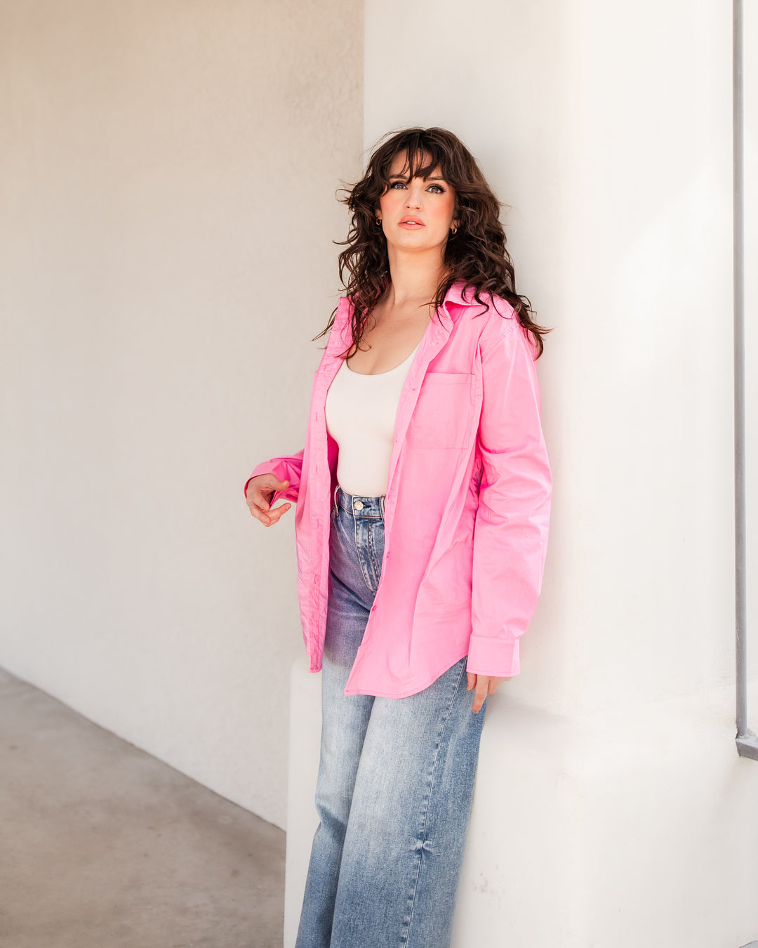 The Classic Oversized Button-Down Shirt -  Carnation