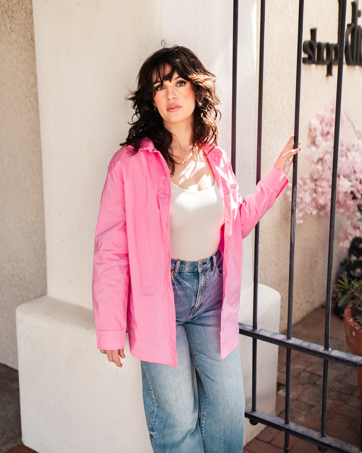 The Classic Oversized Button-Down Shirt -  Carnation