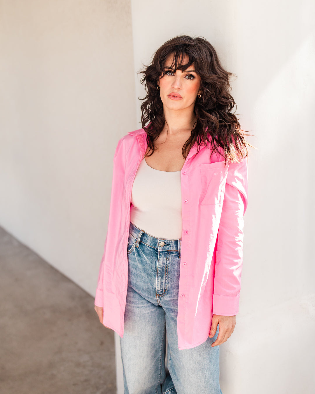 The Classic Oversized Button-Down Shirt -  Carnation