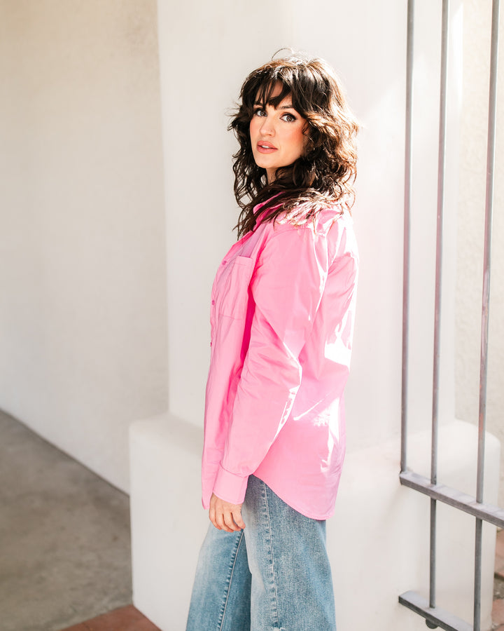 The Classic Oversized Button-Down Shirt -  Carnation