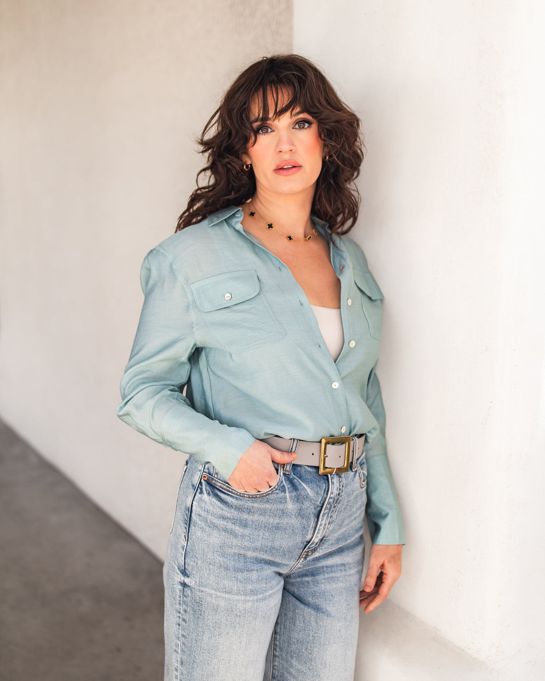 The Rowan Linen-Feel Button Up Blouse