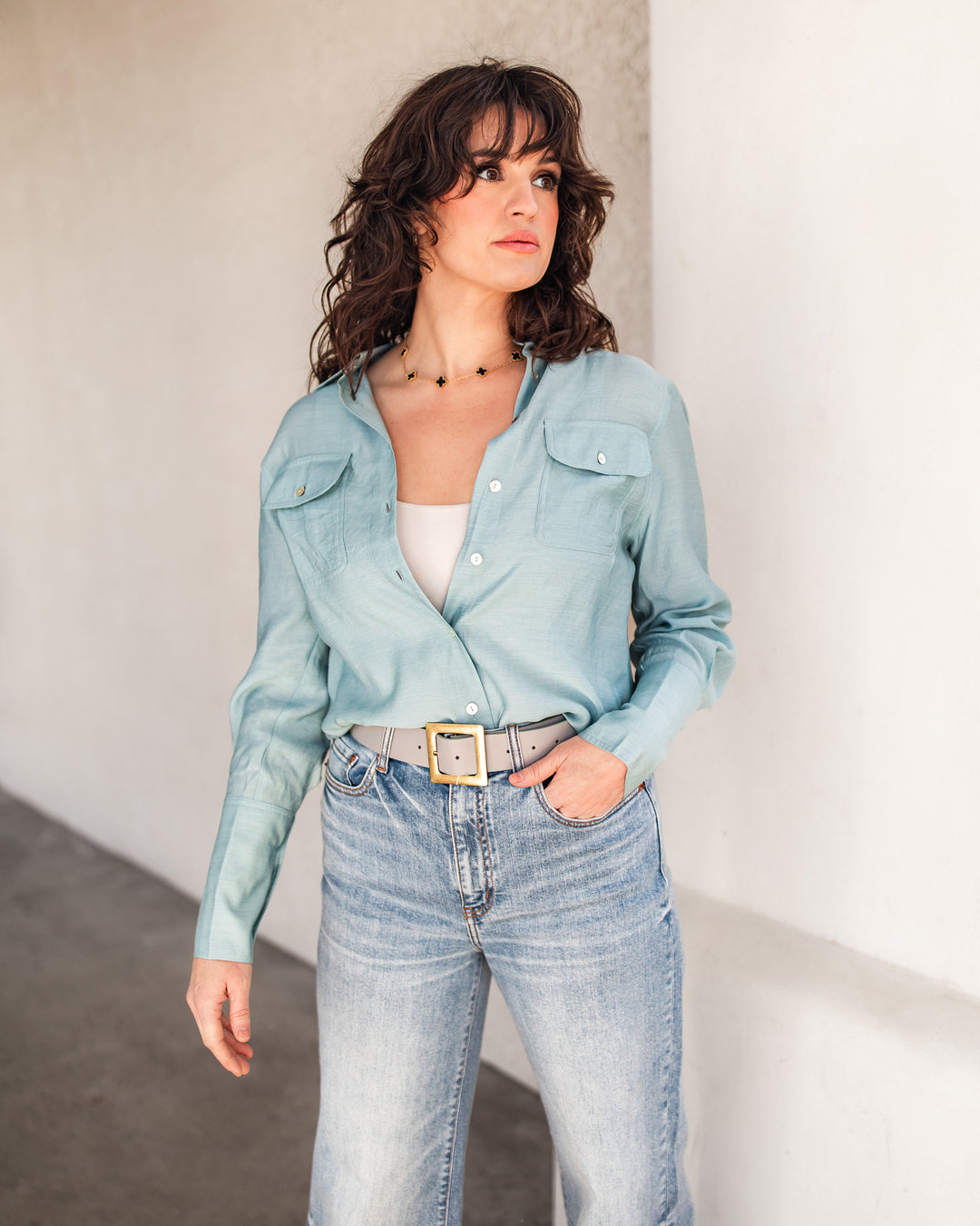 The Rowan Linen-Feel Button Up Blouse