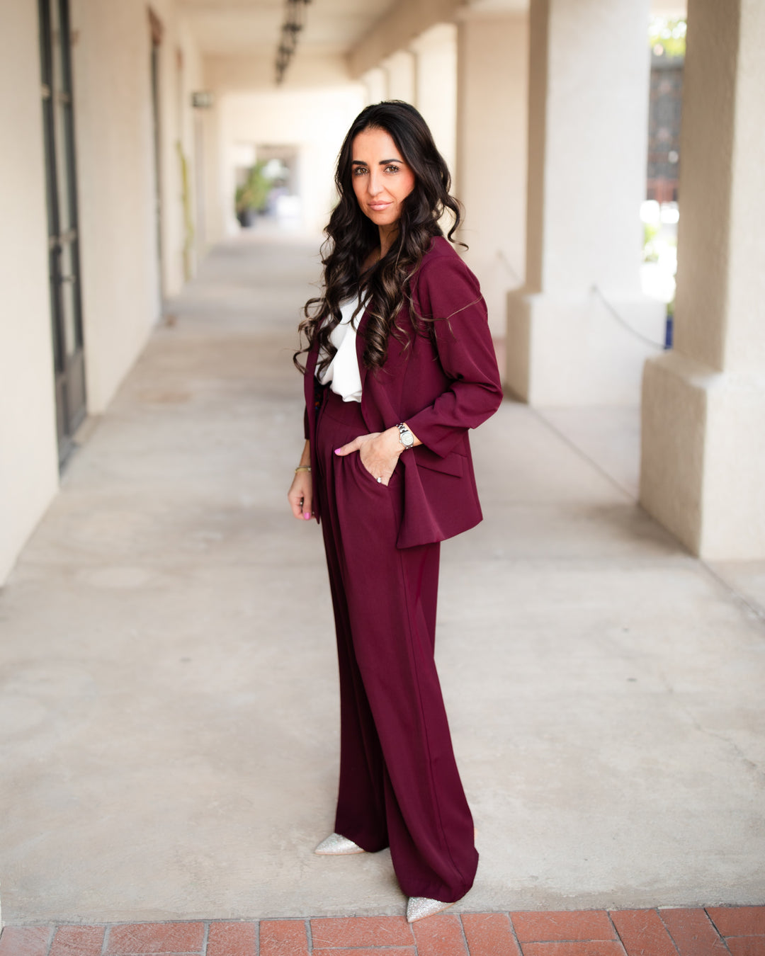 The Romy Blazer - Burgundy