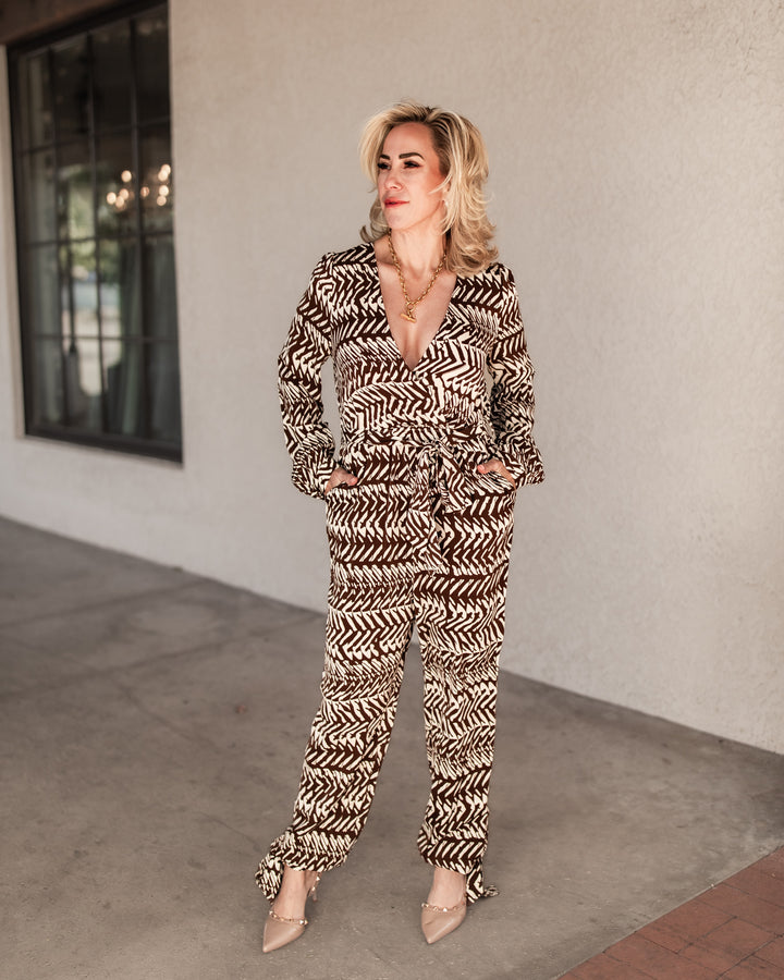 The Dana Printed Surplice Jumpsuit