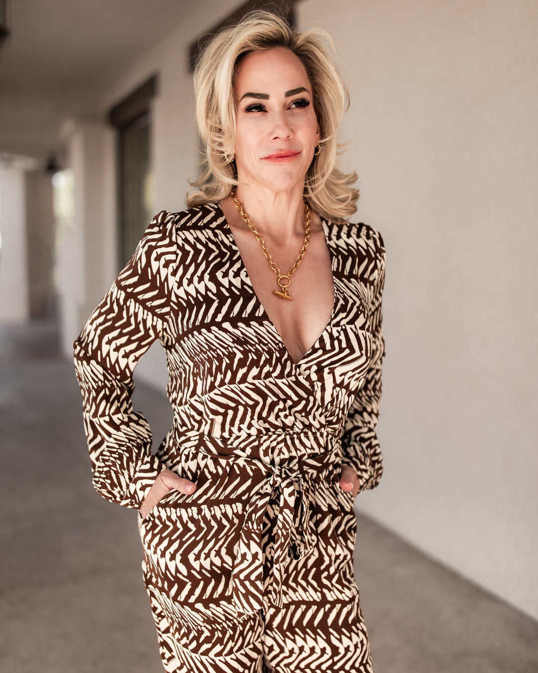 The Dana Printed Surplice Jumpsuit