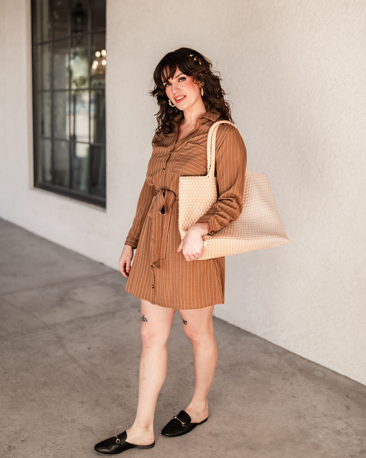 The Caroline Pinstripe Shirt Dress