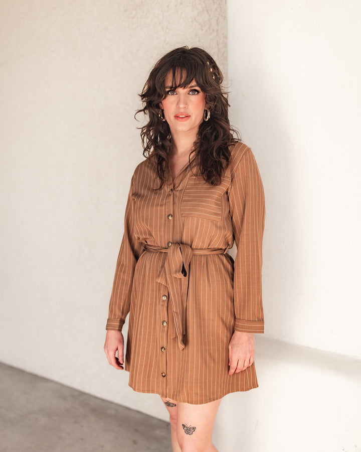 The Caroline Pinstripe Shirt Dress