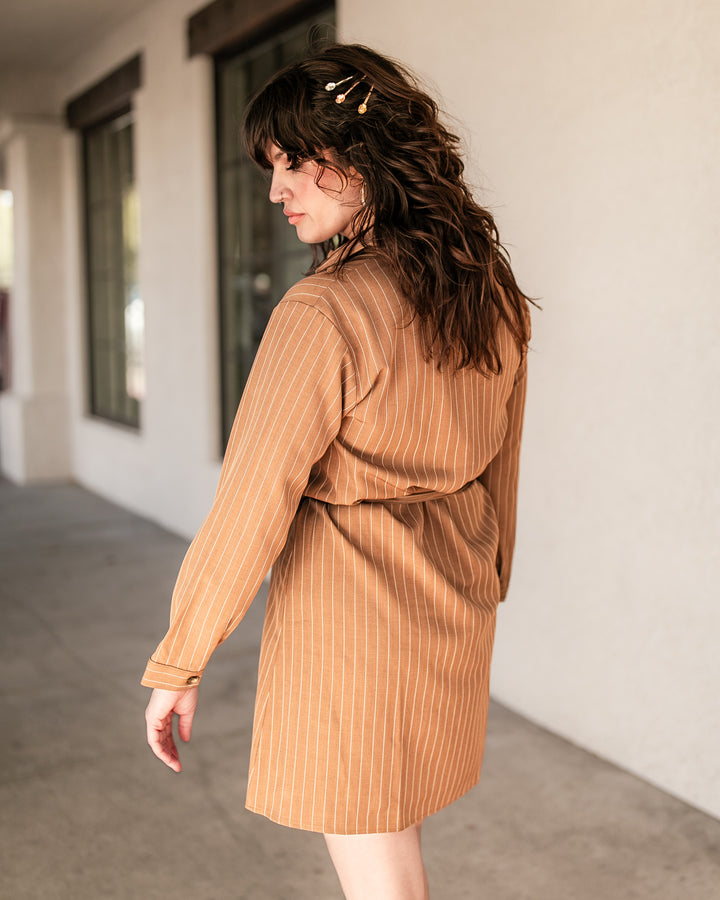 The Caroline Pinstripe Shirt Dress