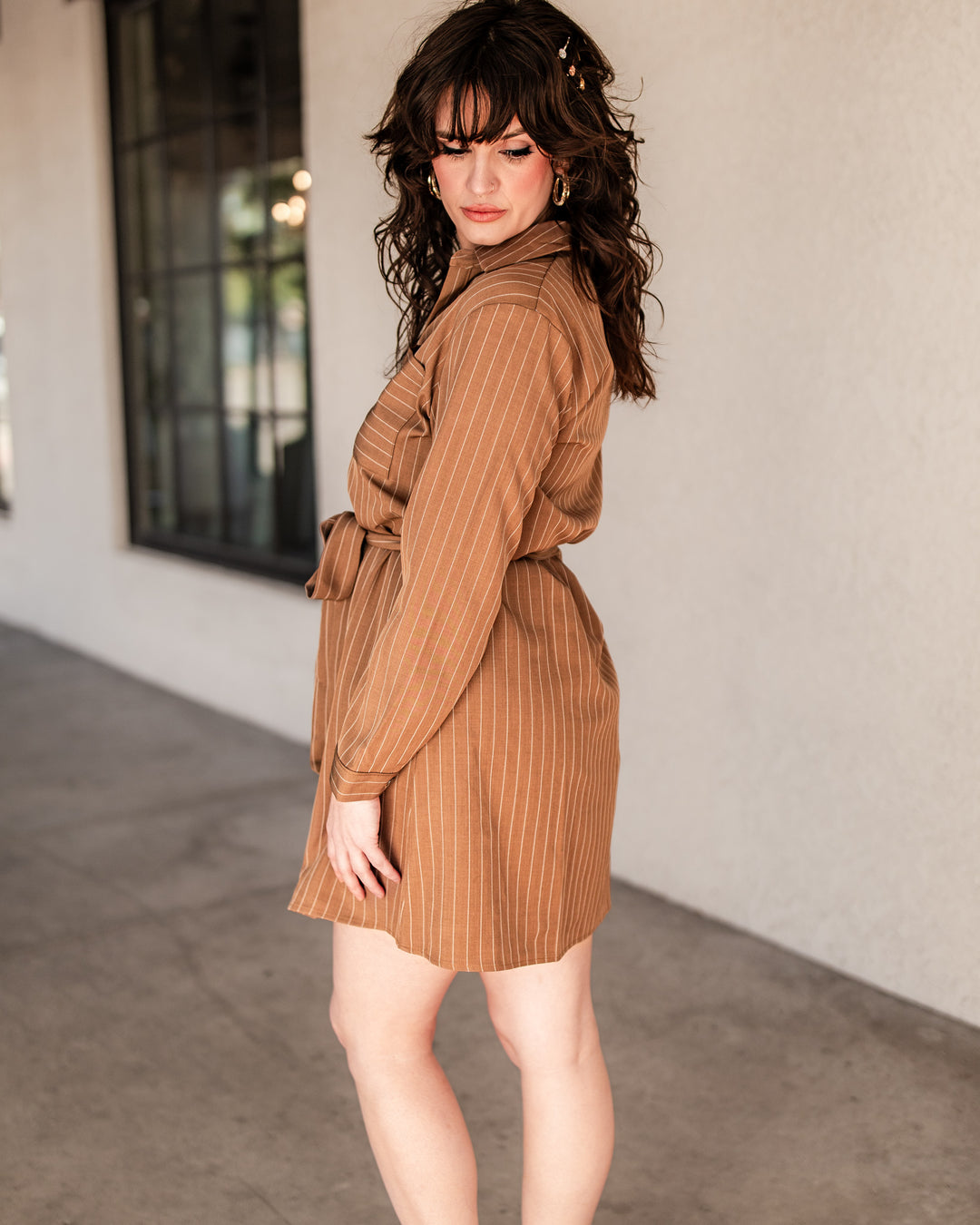 The Caroline Pinstripe Shirt Dress