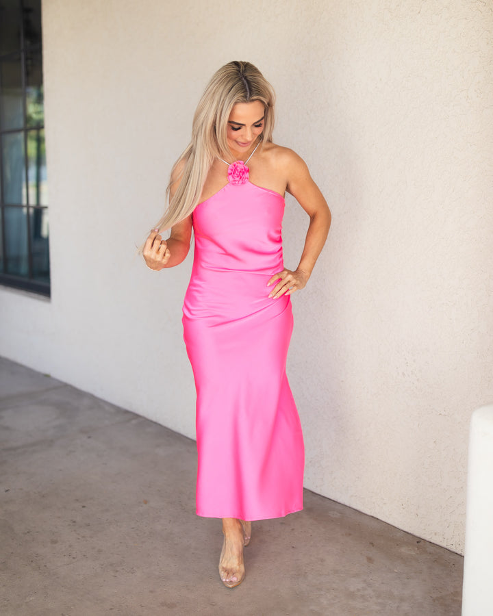 The Seraphina Midi Dress - Pink Bubble Gum