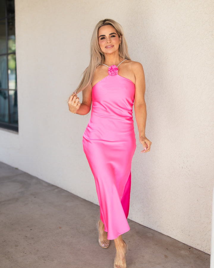 The Seraphina Midi Dress - Pink Bubble Gum