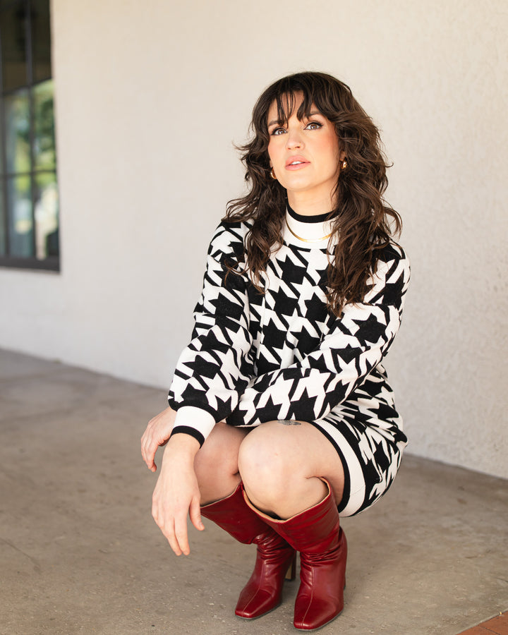 The Houndstooth Sweater Dress