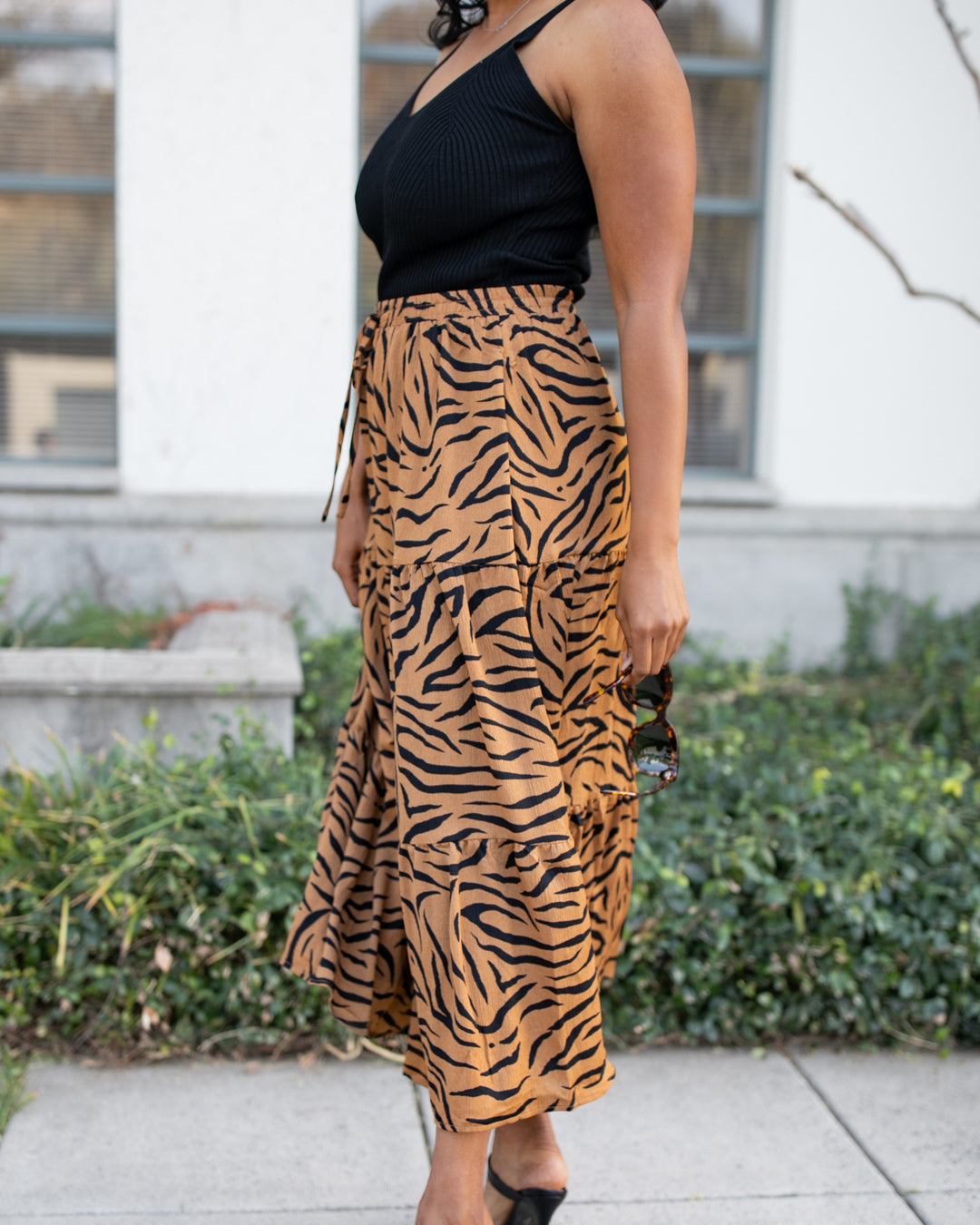 The Tiger Print Tiered Skirt