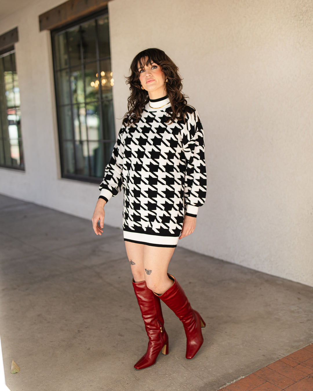 The Houndstooth Sweater Dress