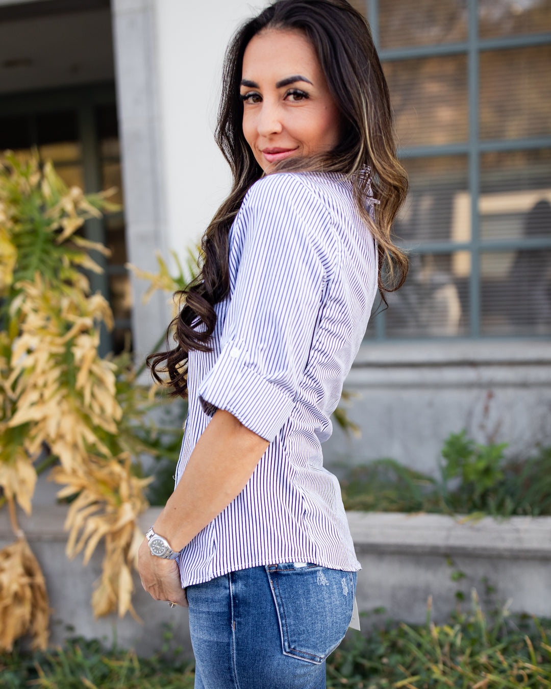 The Lisa Striped Button Down Poplin Shirt