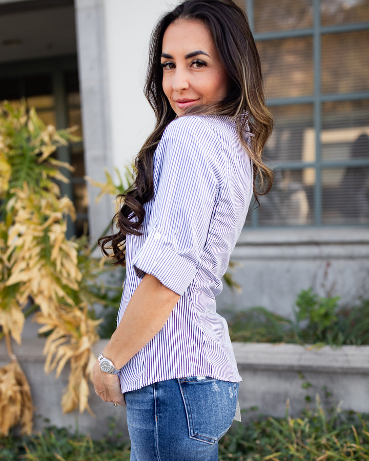 The Lisa Striped Button Down Poplin Shirt