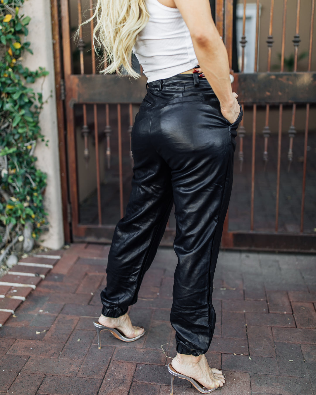 The Genevieve Vegan Faux Leather Joggers