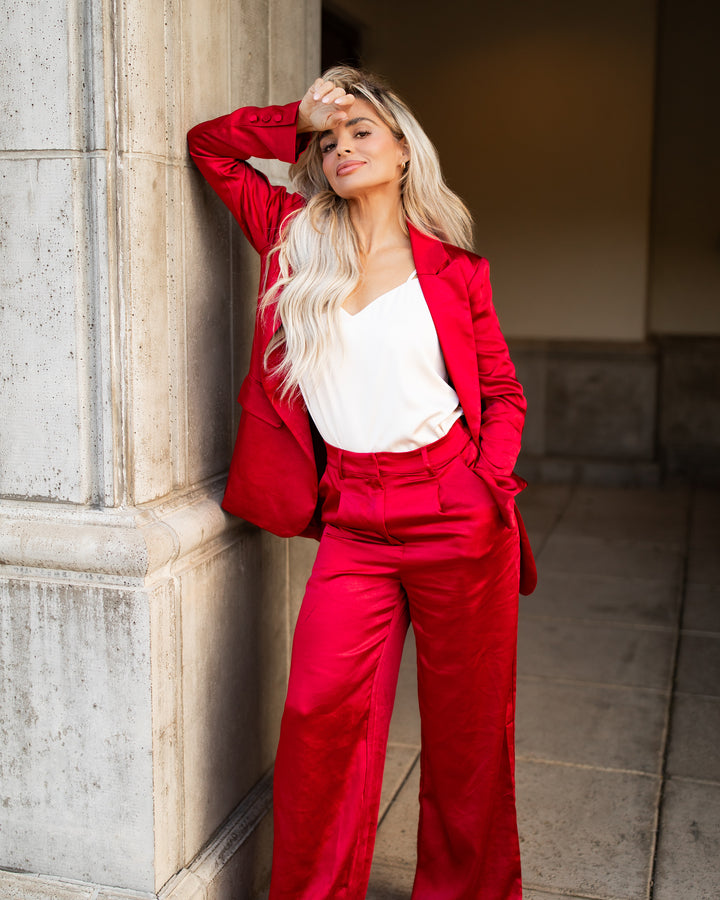 The Romette Satin Pants - Red