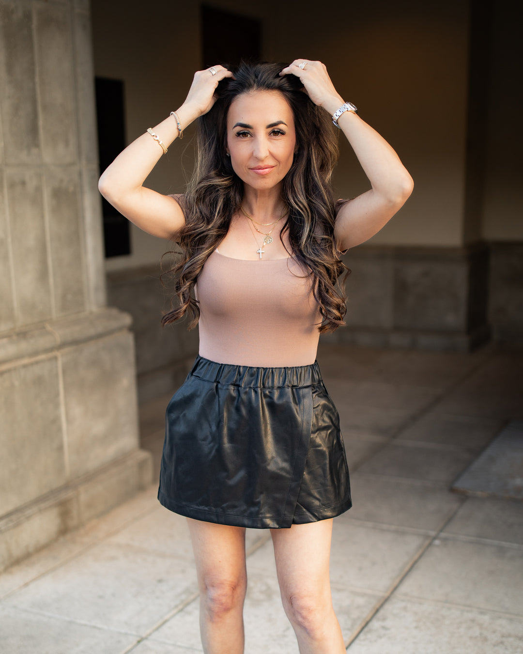 The Josie Faux Leather Skort