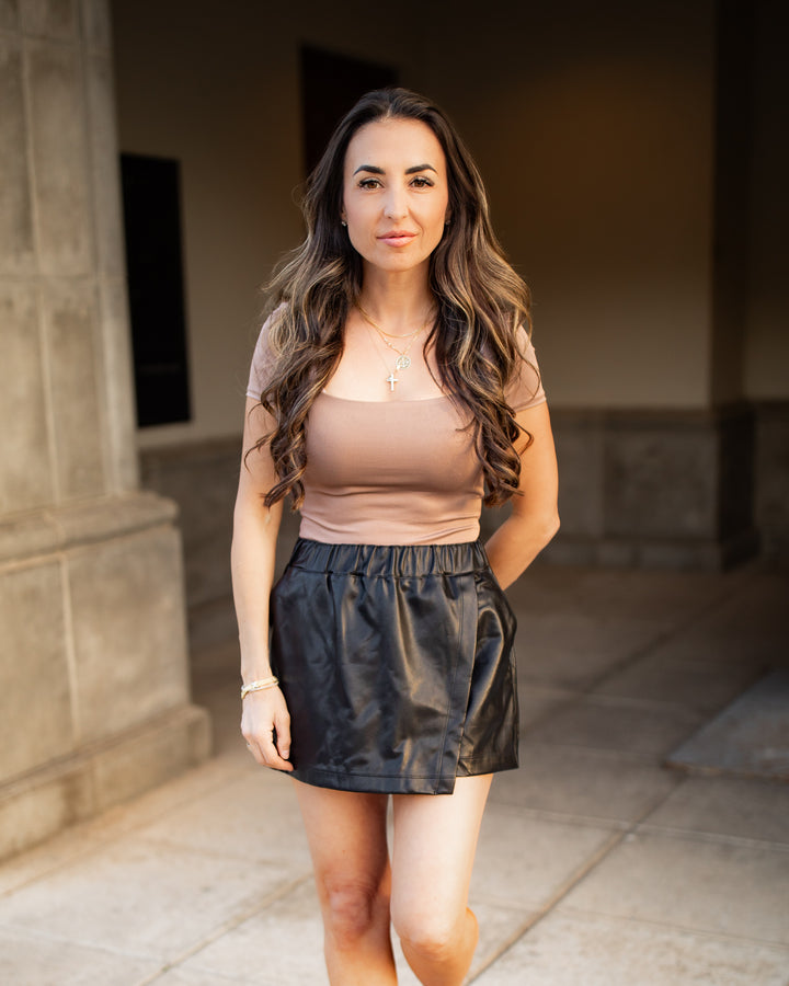 The Josie Faux Leather Skort