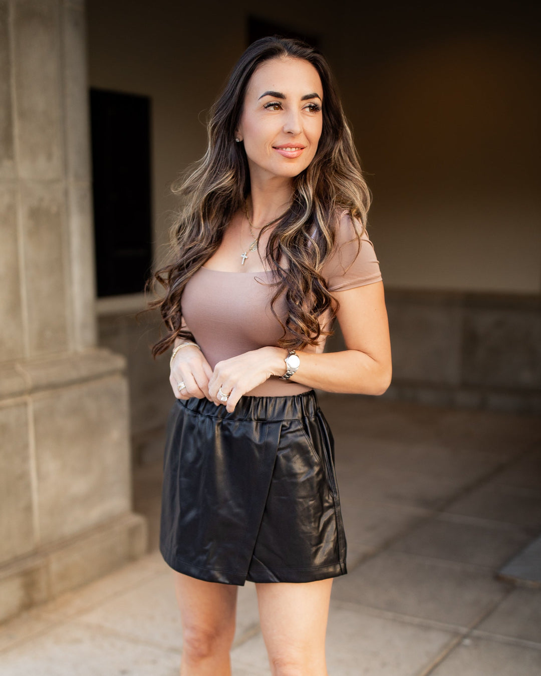 The Josie Faux Leather Skort