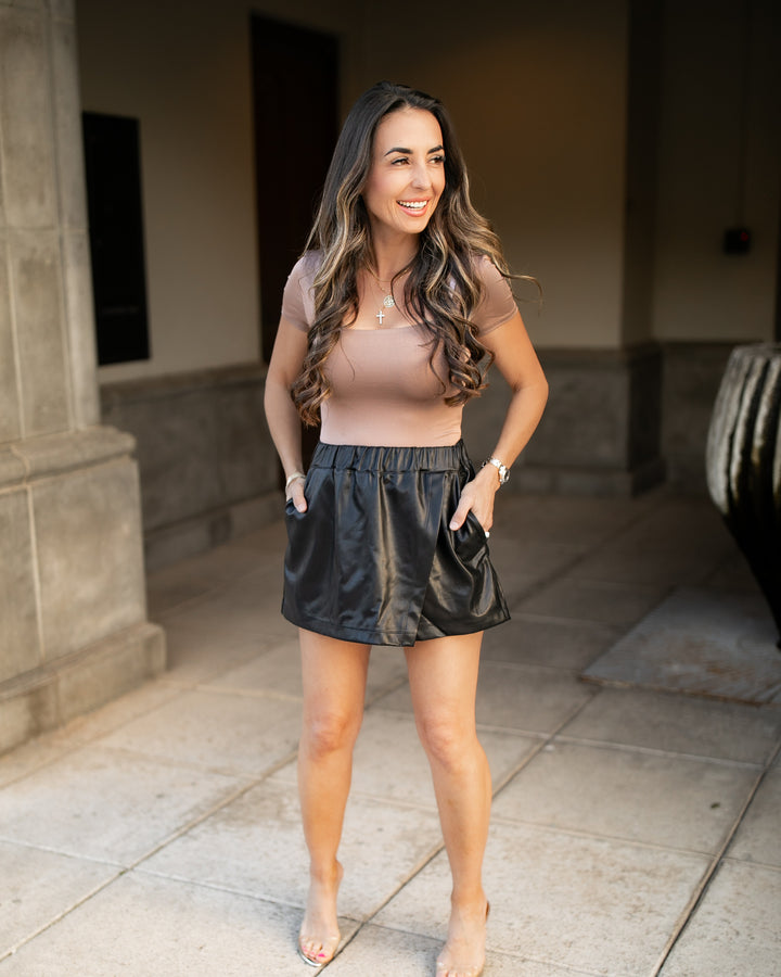 The Josie Faux Leather Skort