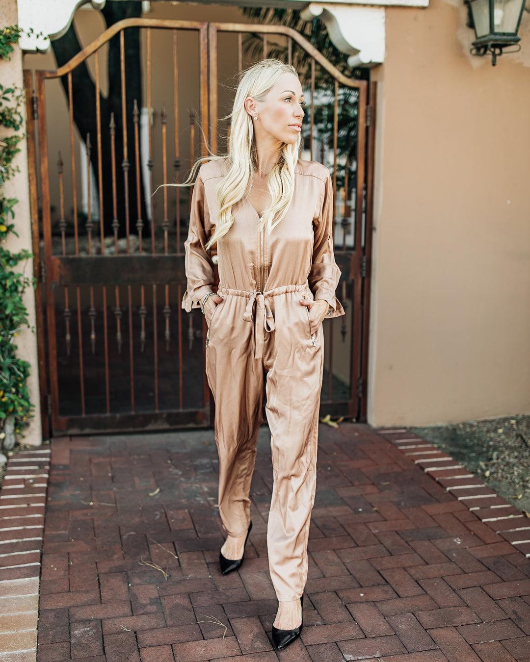 The Millie Satin Zipper Jumpsuit