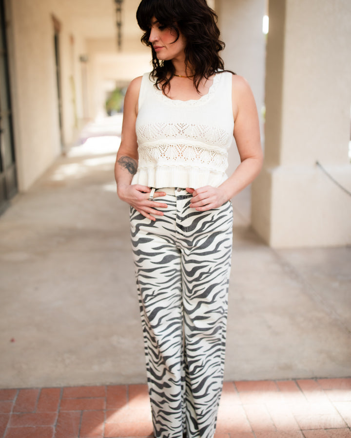 The Cecelia Eyelet Tank - White