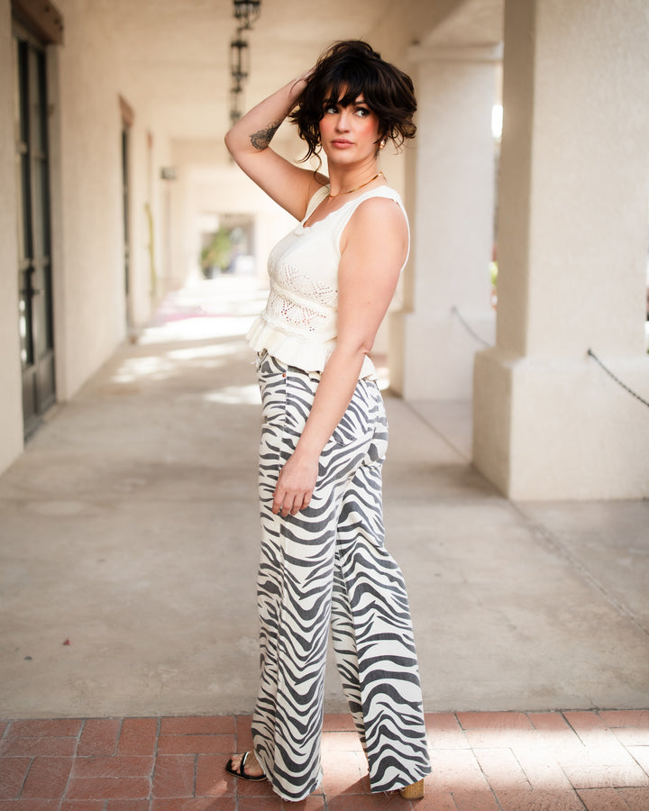 The Cecelia Eyelet Tank - White