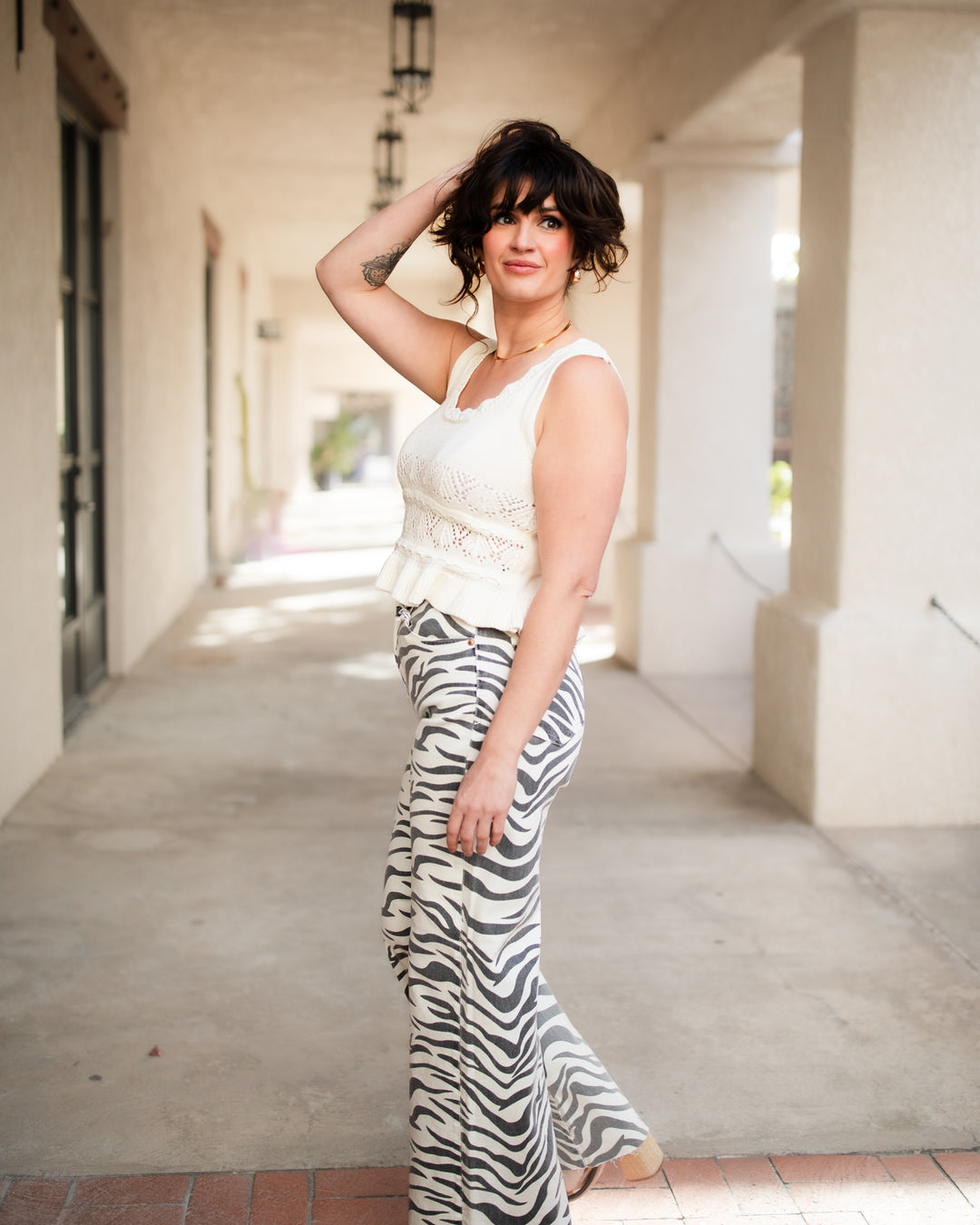 The Cecelia Eyelet Tank - White