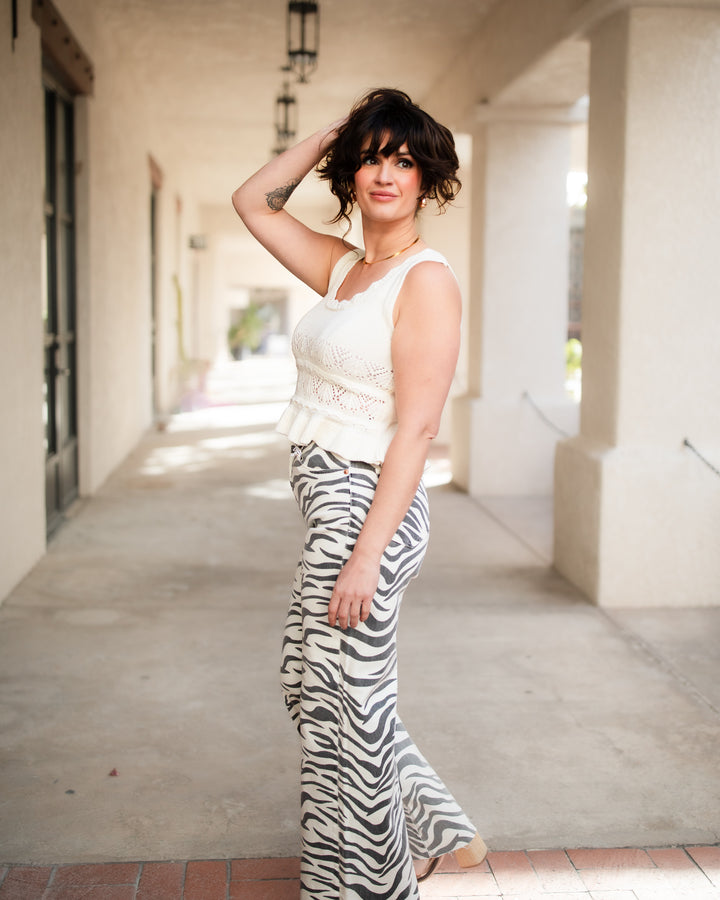 The Cecelia Eyelet Tank - White