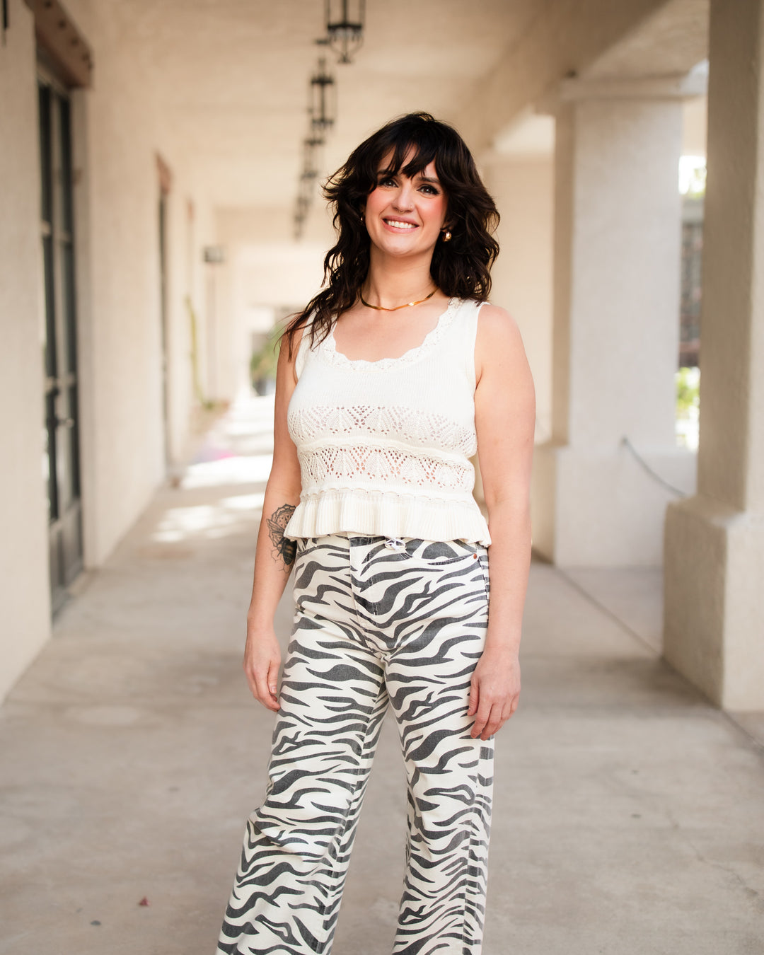 The Cecelia Eyelet Tank - White