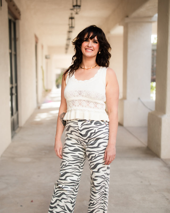 The Cecelia Eyelet Tank - White