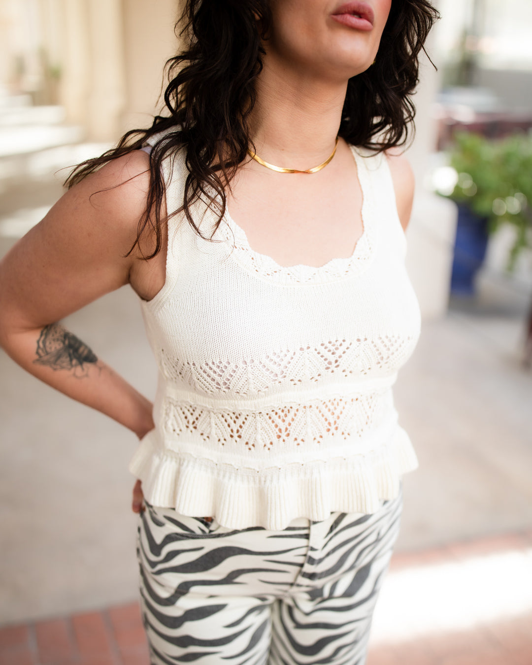 The Cecelia Eyelet Tank - White