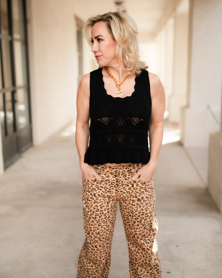The Cecelia Eyelet Tank - Black