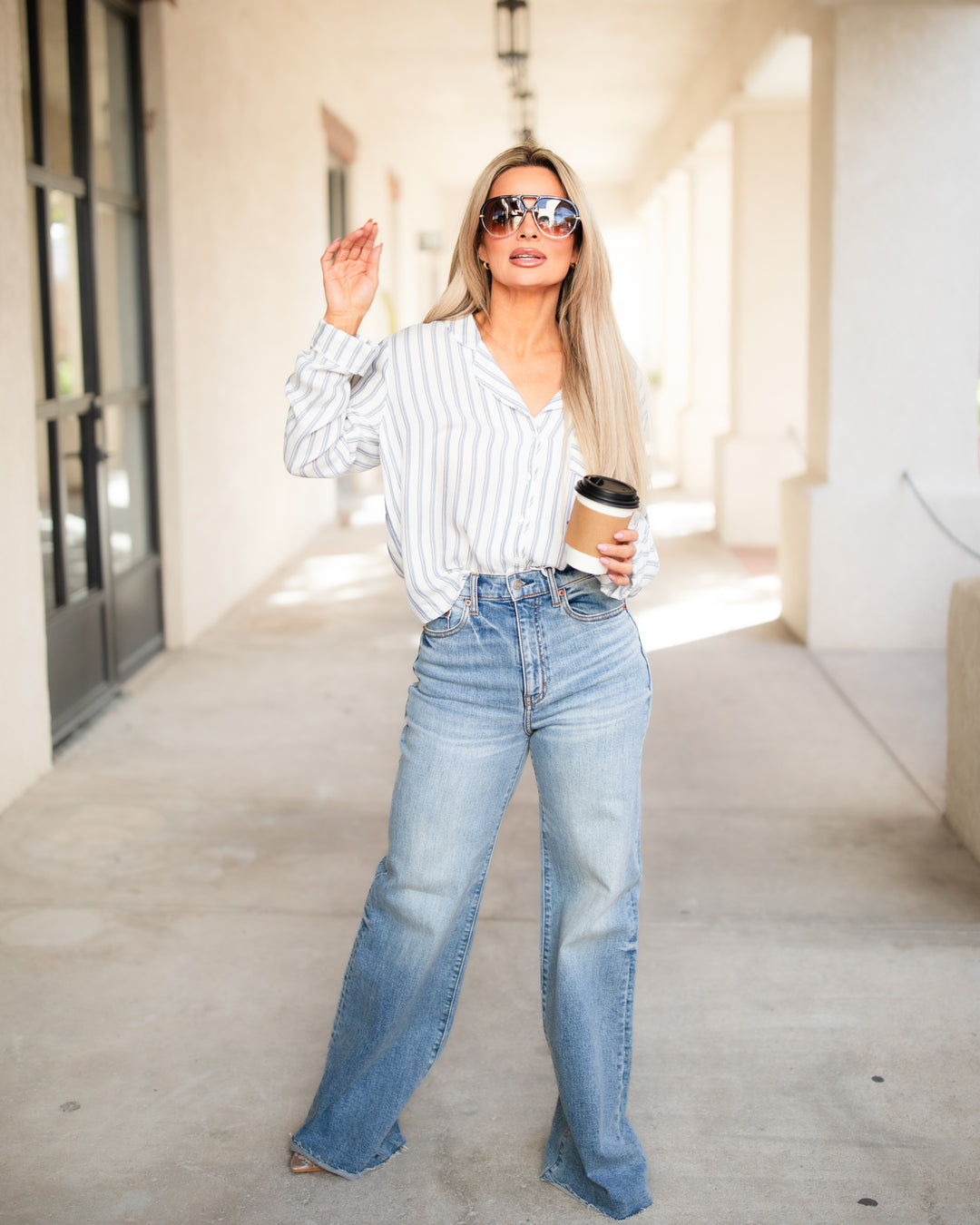 Far Out High Rise Wide in Fools Gold by Daze Denim