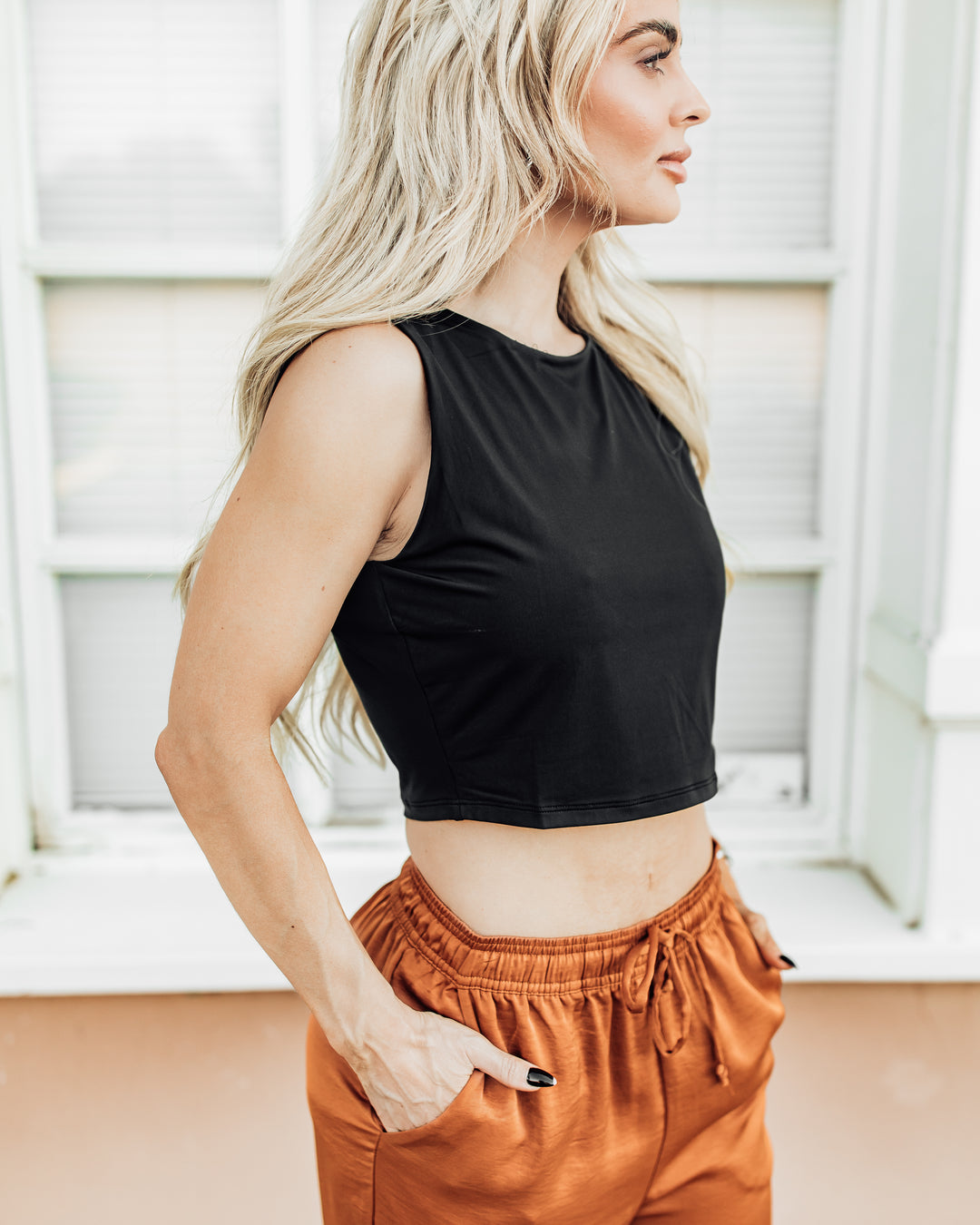 The Sleek Black Wide Shoulder Top