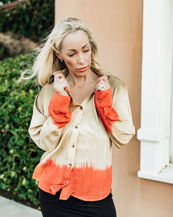 Ombre Tie Dye Button Down Shirt