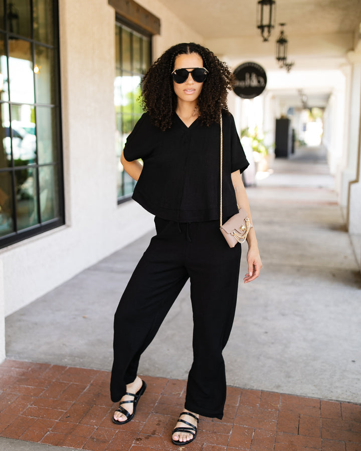 Emilia Textured Knit Top - Black