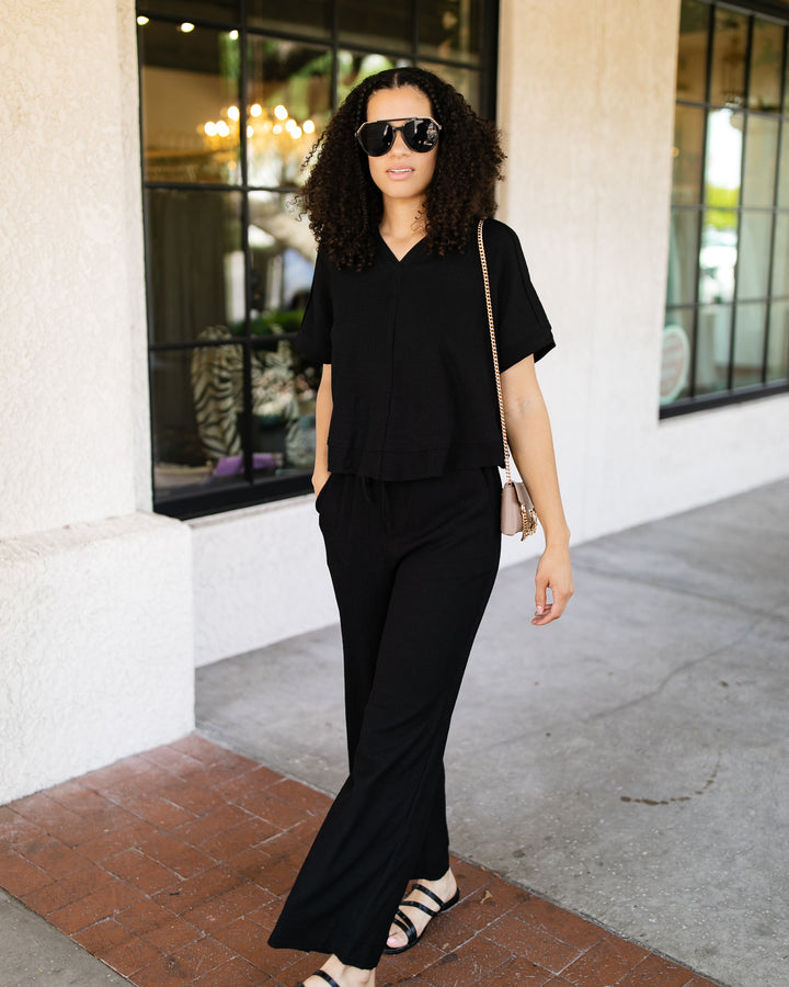 Emilia Textured Knit Top - Black
