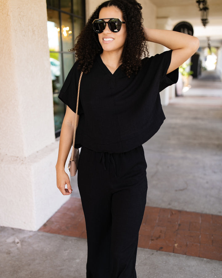 Emilia Textured Knit Top - Black