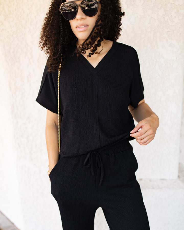 Emilia Textured Knit Top - Black