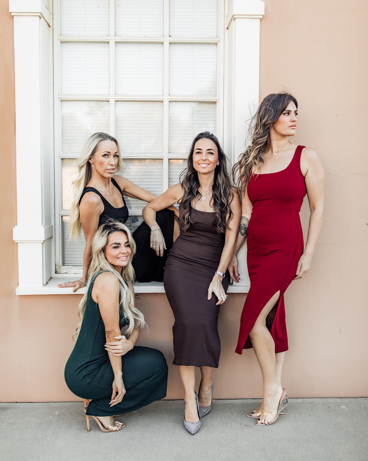 The Rachel Ribbed Tank Midi Dress - Umber